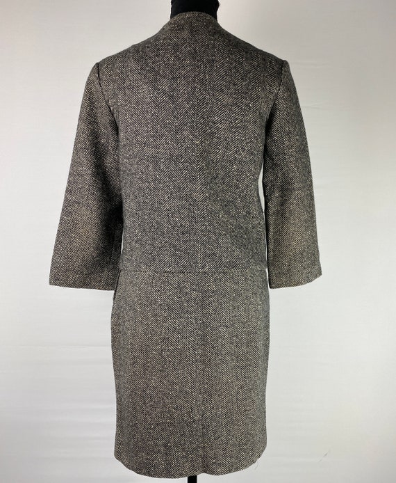 Wool Tweed Skirt Suit Brown Herringbone Vintage 9… - image 7