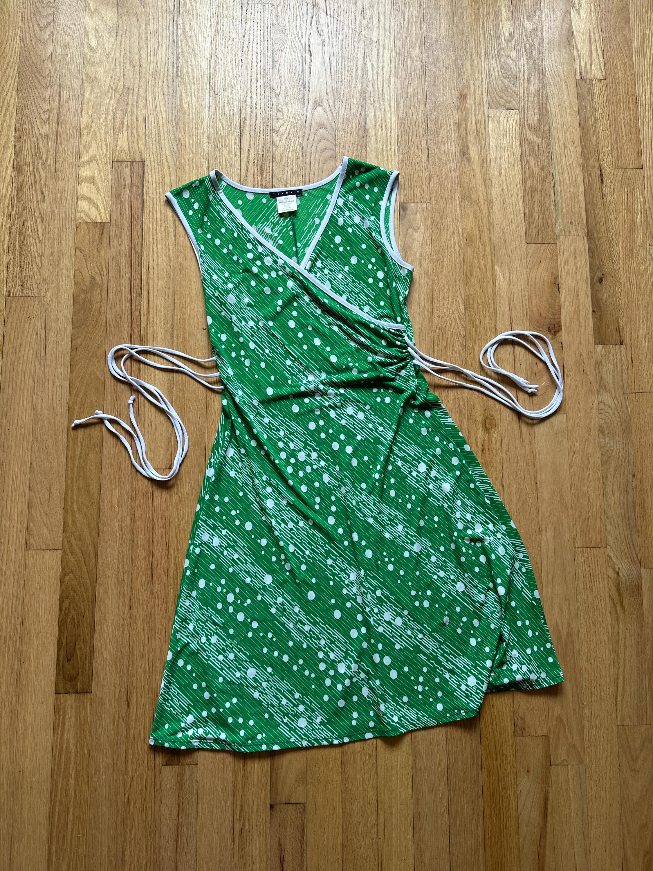 41 hawthorn tristana essential knit faux wrap dress 80's Grass Green Geometric Print Midi Vintage february-2026