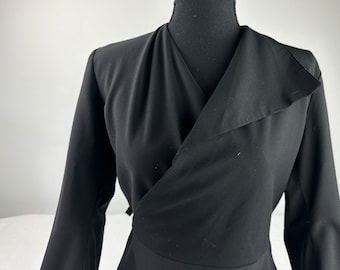 Asymmetrical Cropped Black Wrap Blazer Vintage Y2K 2000&#39;s