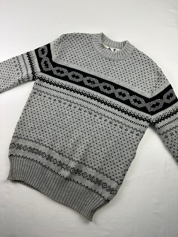 Vtg Abstract Geometric Pattern Sweater Jumper 80'… - image 1