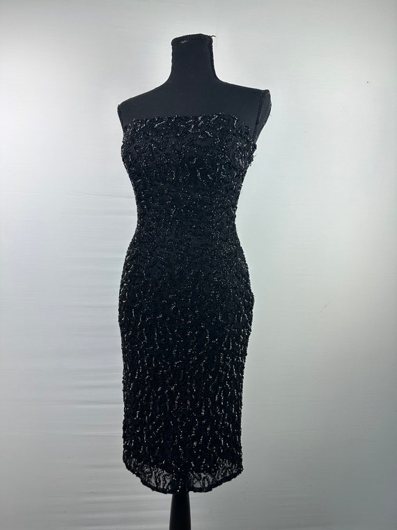 balmain little black dress Balmain Black Ribbed Stretch Knit Mini Dress main image 0