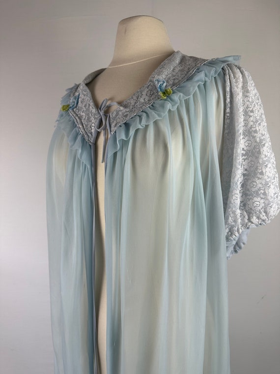 50's Baby Blue Long Sheer Robe Vintage - image 1