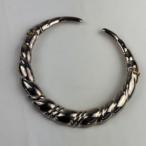 90&#39;s Silver Neck Cuff Bib Choker Vintage