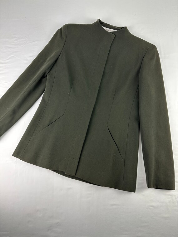 2000's Olive Green Tailored Slim Fit Blazer Minimalist Vintage Jones New York Petite 8