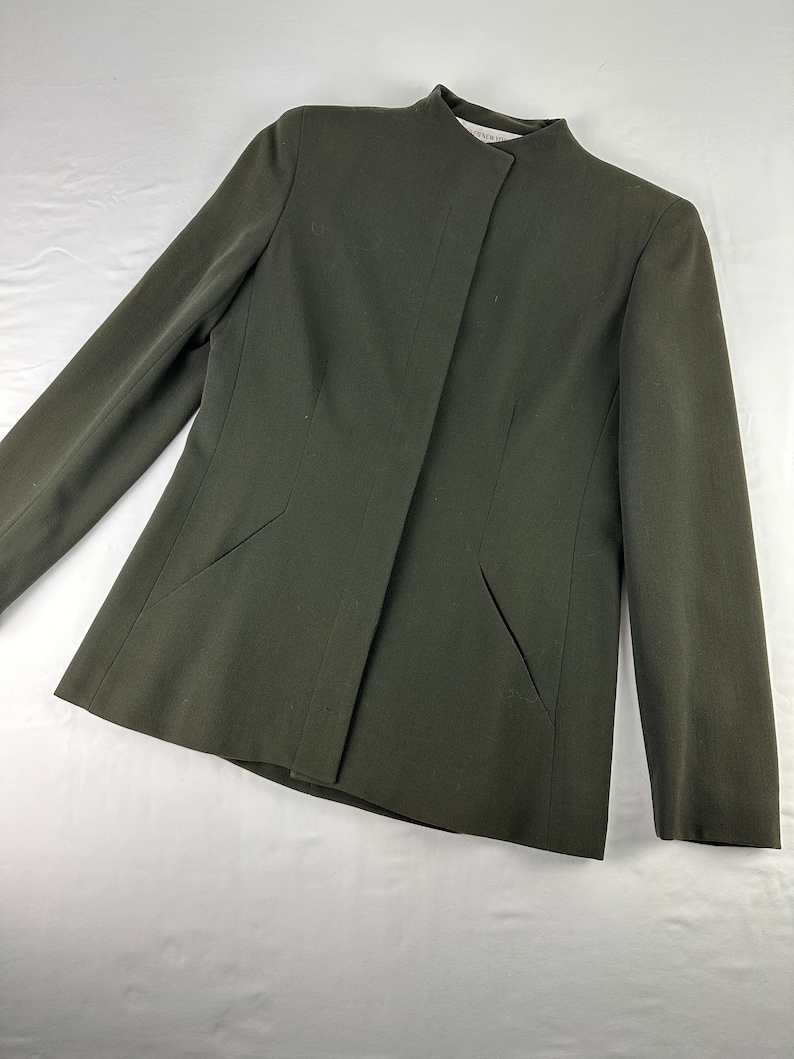 2000's Olive Green Tailored Slim Fit Blazer Minimalist Vintage Jones New York Petite 8 image 1