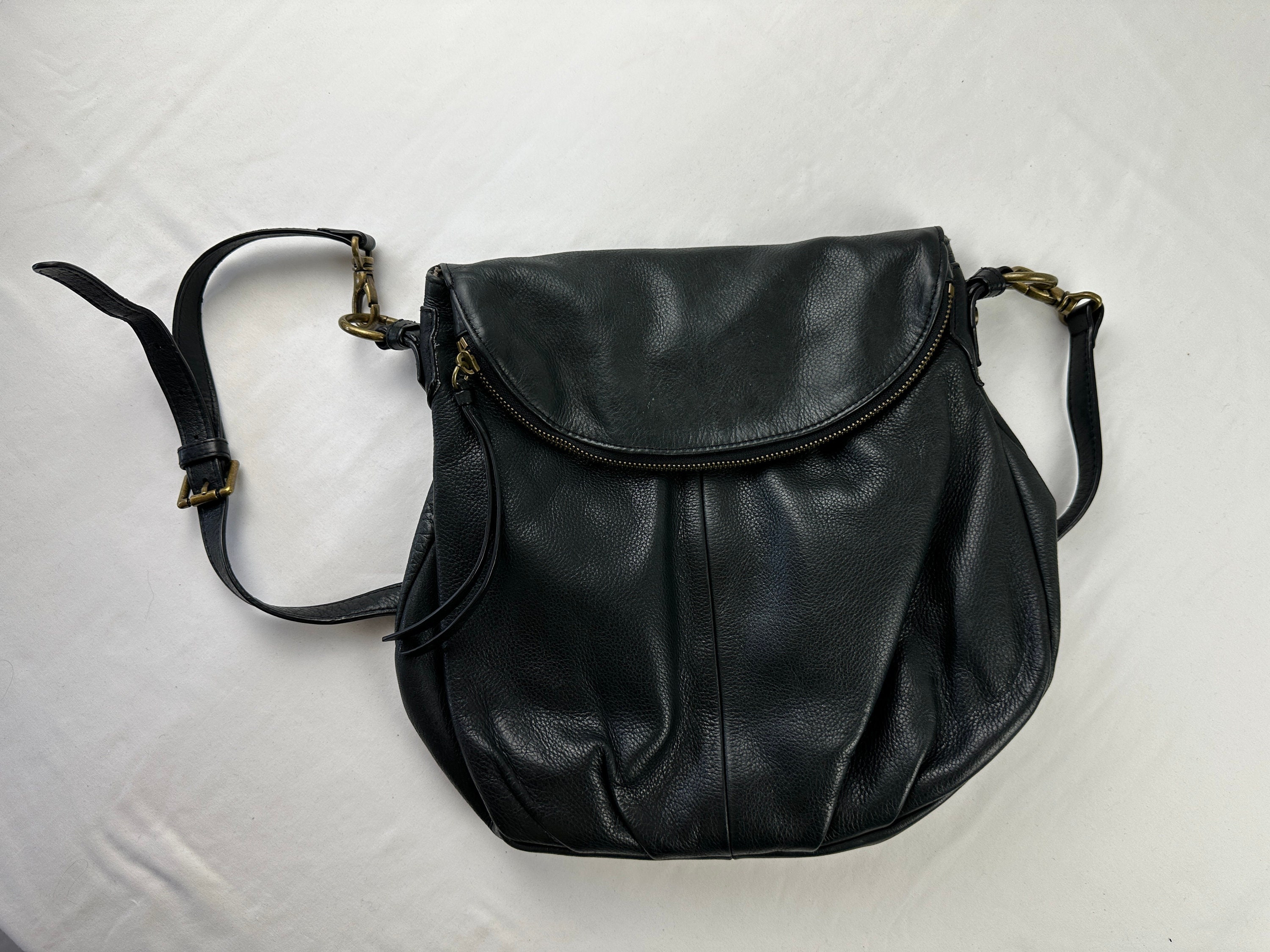 Black Leather Margot Hobo Crossbody Shoulder Bag Y2k 2000 s Vintage Etsy