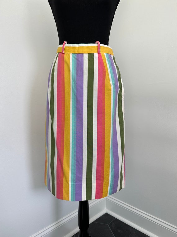 60's Colorful Mod Striped Pencil Skirt Vintage