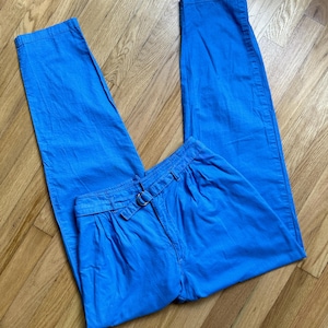 90&#39;s Royal Blue Pleated High Waist Relaxed Trousers Vintage