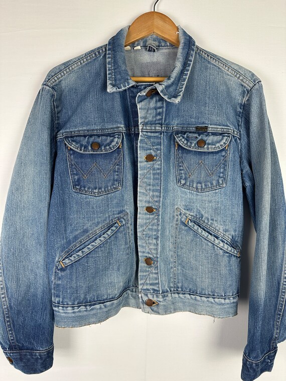 80's Wrangler Denim Jean Jacket Vintage Western W… - image 3