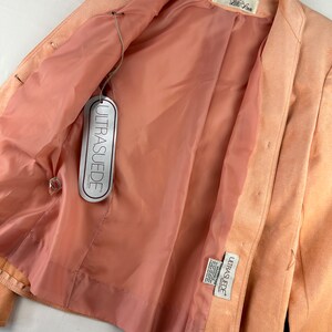Jaren 90 perzik slim fit getailleerde blazer vintage ultra suède afbeelding 3