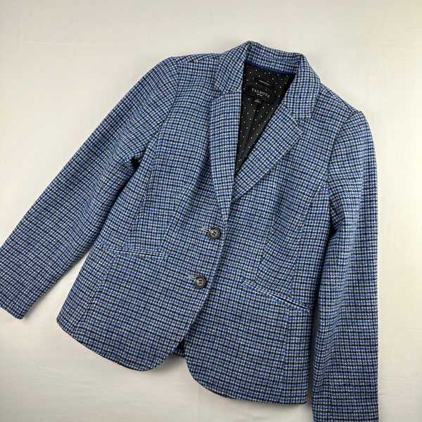 Blue Plaid Wool Blazer Talbots 2P Single Breasted Tailored Fit