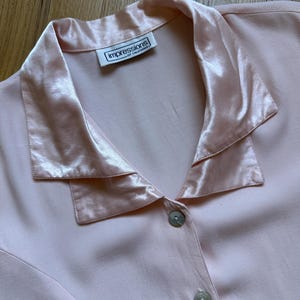 90&#39;s Pale Pink Satin Collar Buttondown Blouse Vintage