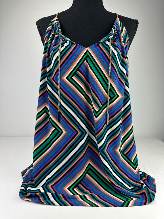 Y2K Abstract Geometric Print Tunic Clavin Klein V… - image 3