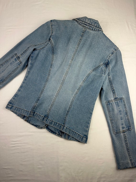 90's Glam Denim Rhinestone Embellished Jacket Bla… - image 6