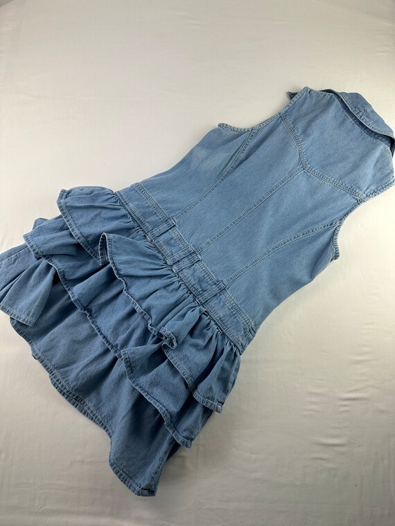 90's Denim Drop Waist Denim Mini Dress Vintage - image 3