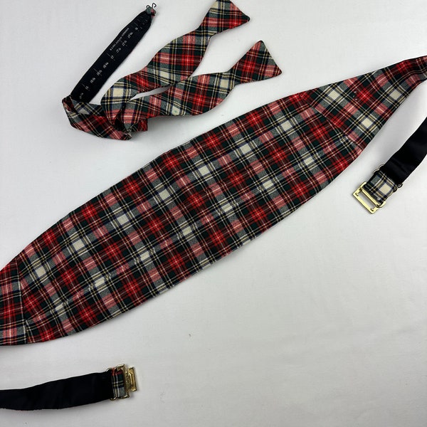 Vintage Plaid Cummerbund and Bow Tie Set Scottish Plaid Jack Krawcheck