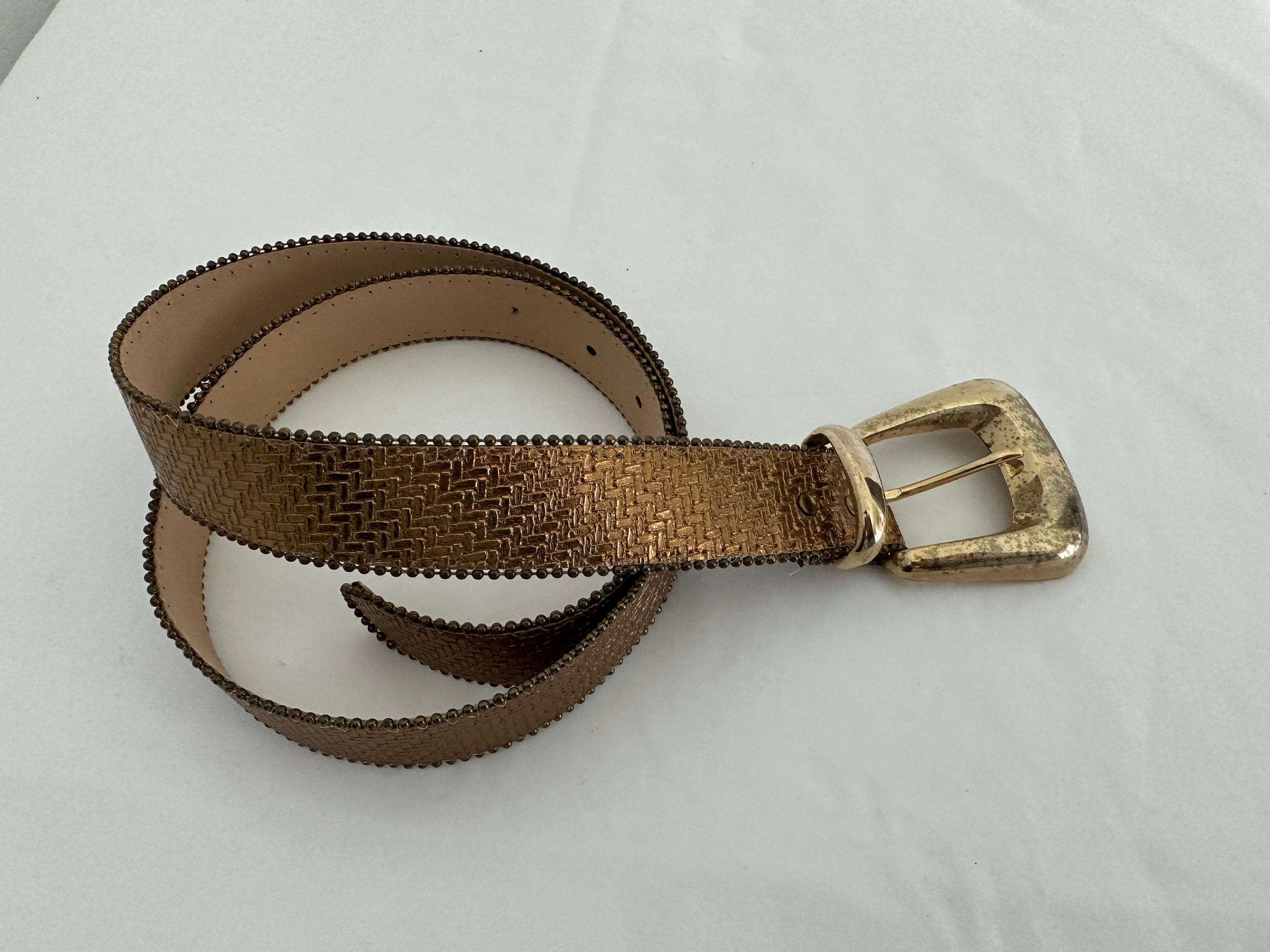 Bronze Metallic Leather Belt Birthday Gift for Mum Ladies 