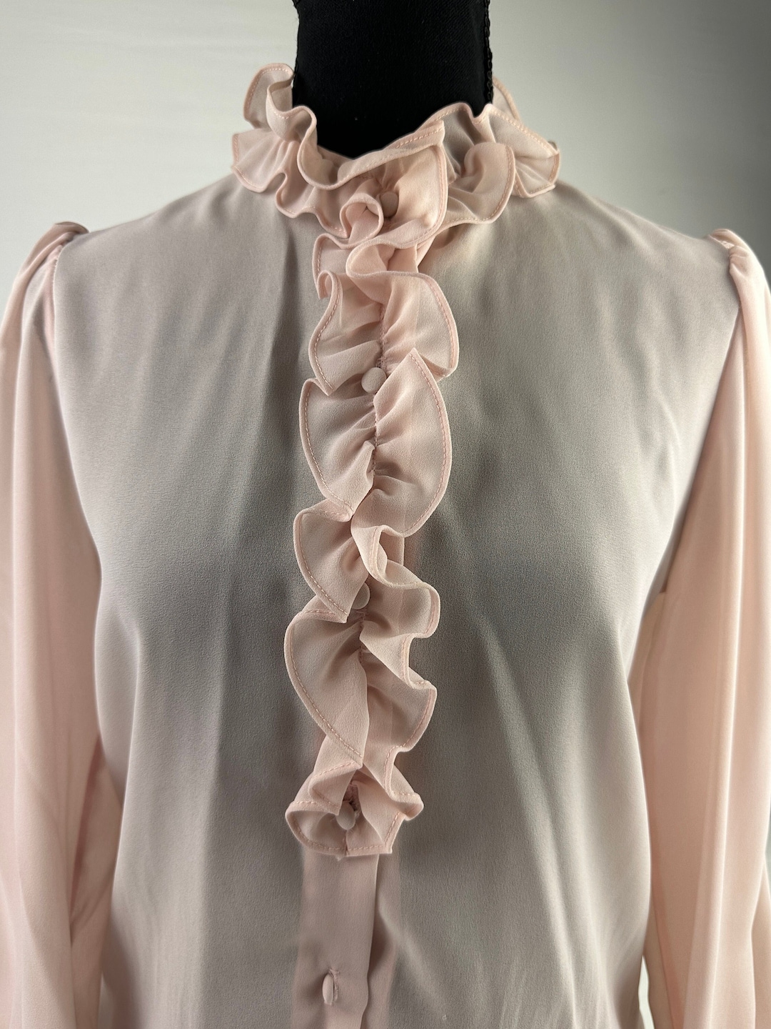 Dusty Pink Ruffle Chiffon Blouse 90's Vintage - Etsy
