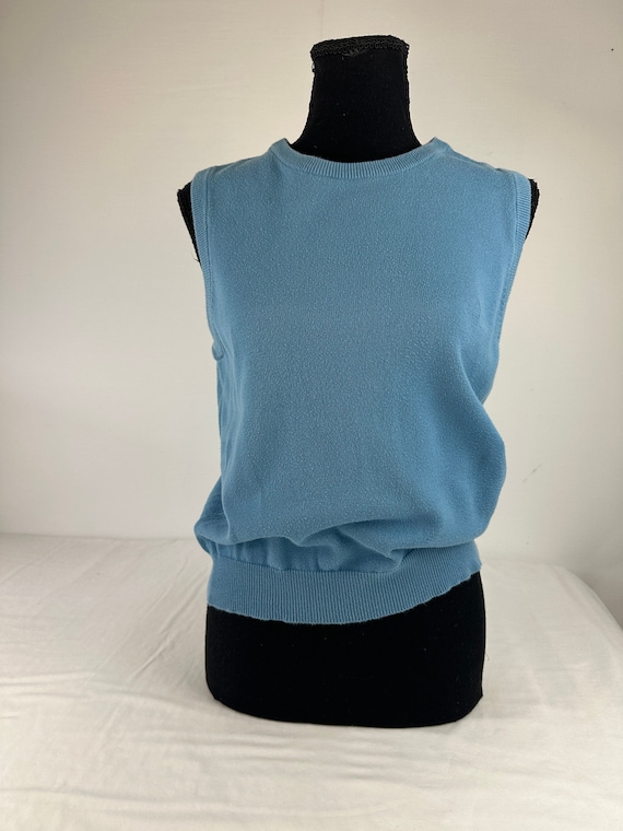 Y2K Light Blue Crew Neck J Crew Sleeveless Sweater