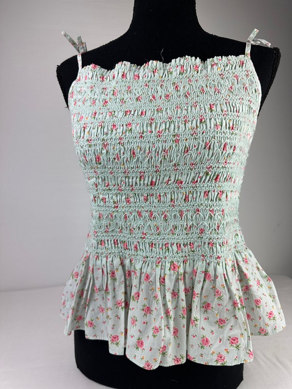 Smocked Floral Tube Top Peplum Ralph Lauren Mint … - image 2