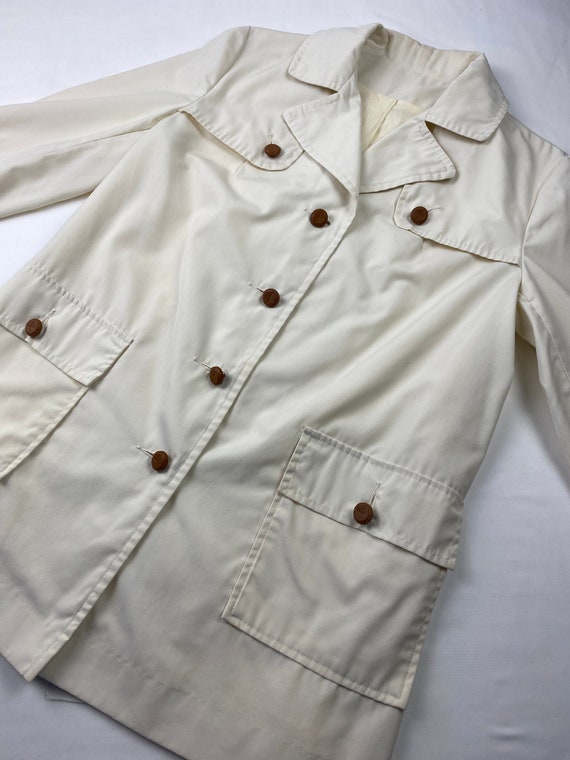 70's Raincoat Ivory Cream Vintage Trench Coat Jac… - image 1
