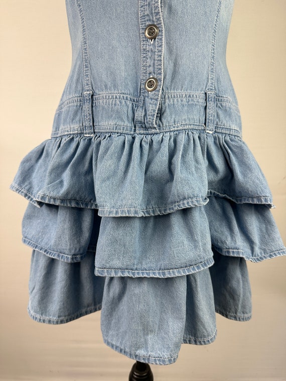 90's Denim Drop Waist Denim Mini Dress Vintage - image 4