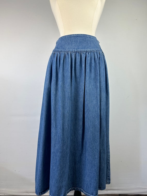 90's Calvin Klein Denim Jean Drop Waist Maxi Skir… - image 1