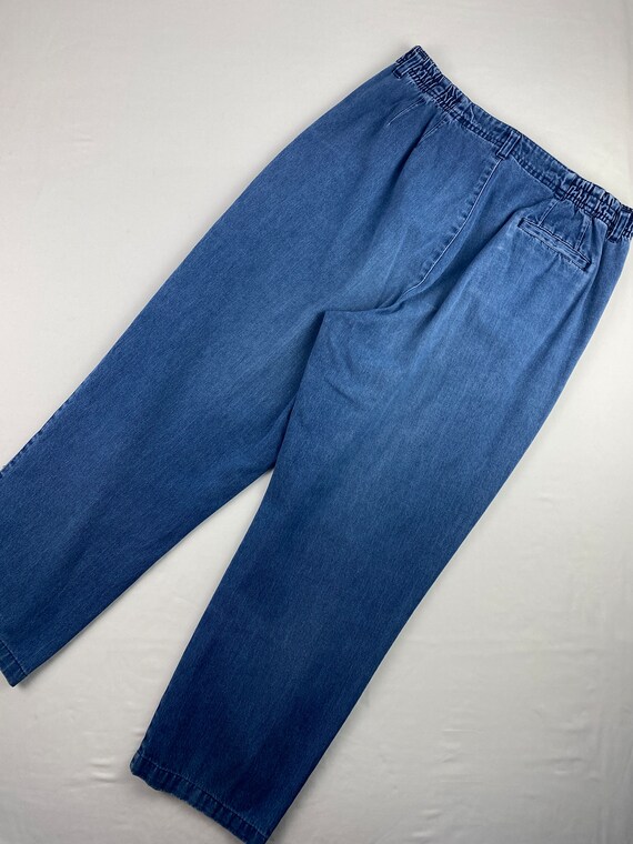 80's Pleated Denim Pants Vintage High Waist Baggy Jea… - Gem