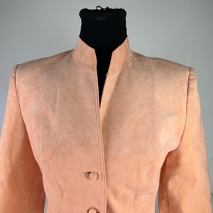 Jaren 90 perzik slim fit getailleerde blazer vintage ultra suède afbeelding 4