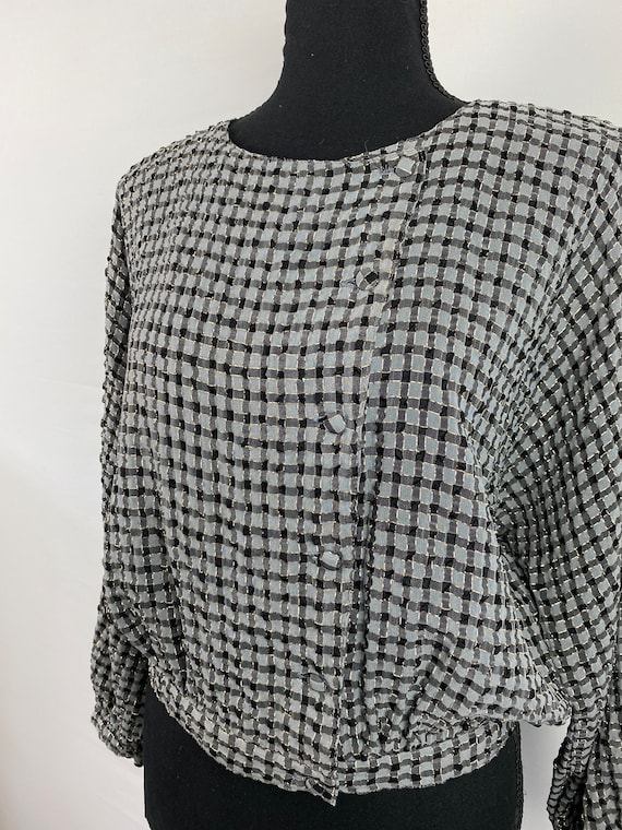 Cropped Blouse w Metallic Threading Vintage 90's - image 2