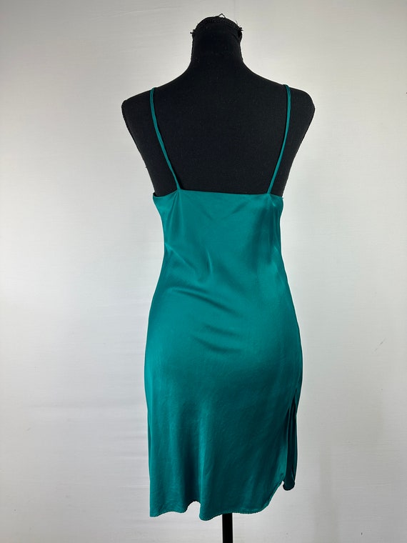 90's Emerald Green Silk Night Gown Vintage - image 7