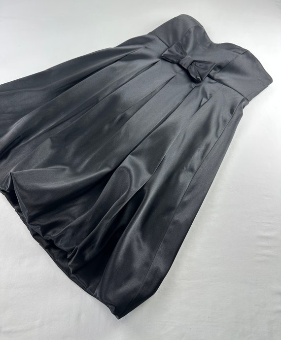 80's Black Bow Centered Strapless Cocktail Dress main image 1