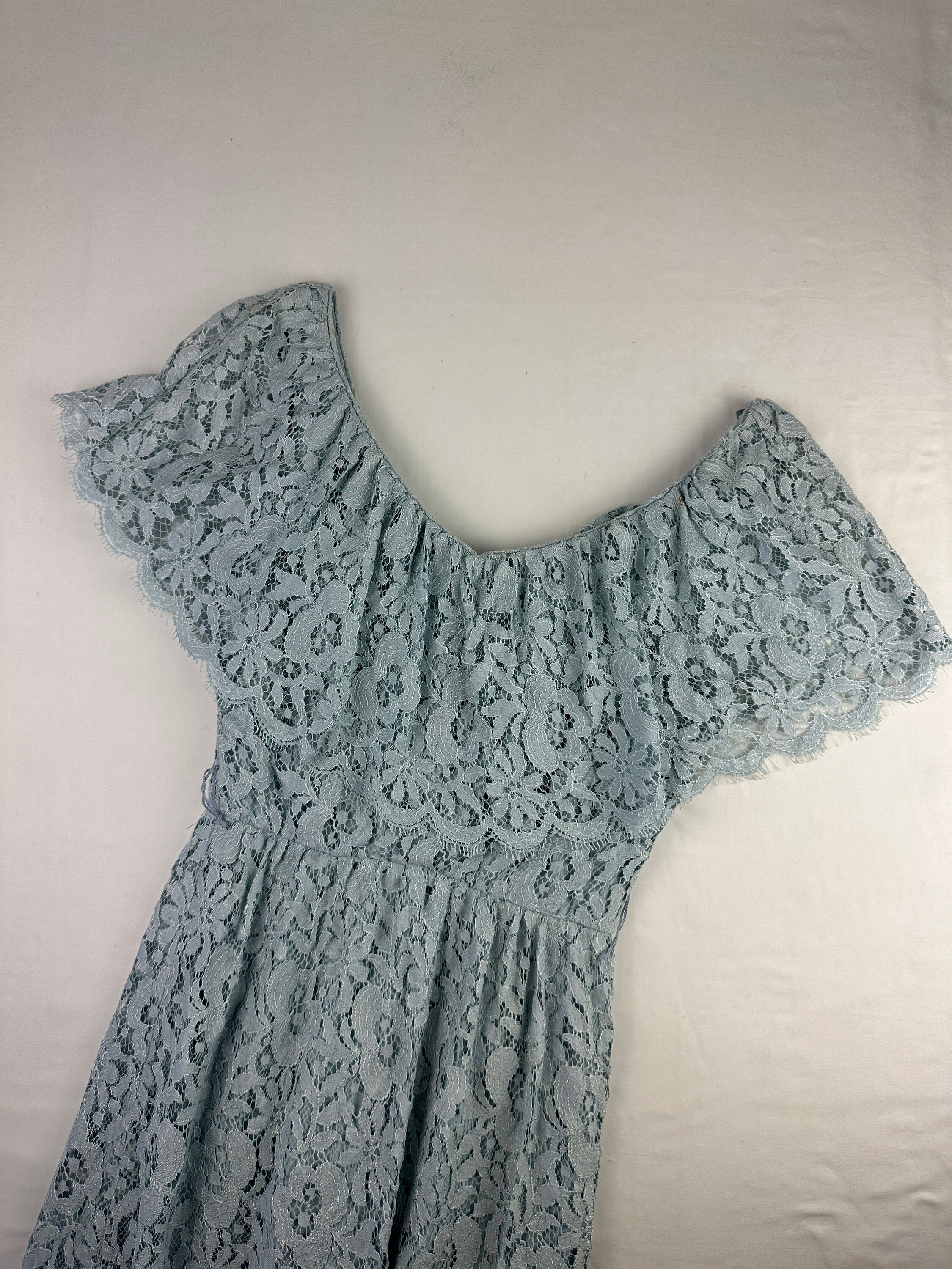 deme by gabriella dress blue Novara Lace Midi Dress in Vintage Blue