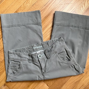 Y2K American Eagle Army Green Culottes Wide Leg Capri Pants 2000&#39;s Vintage
