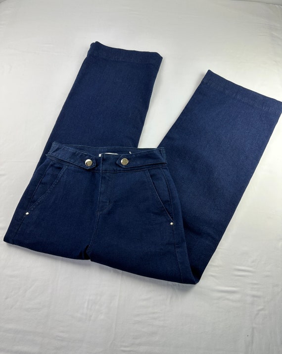 High Waist Sailor Denim Pants Wide Leg