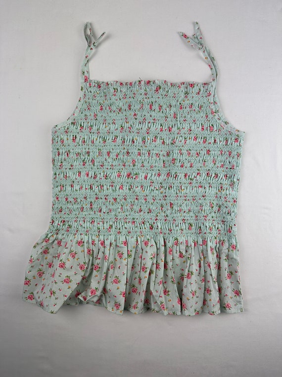 Smocked Floral Tube Top Peplum Ralph Lauren Mint … - image 5