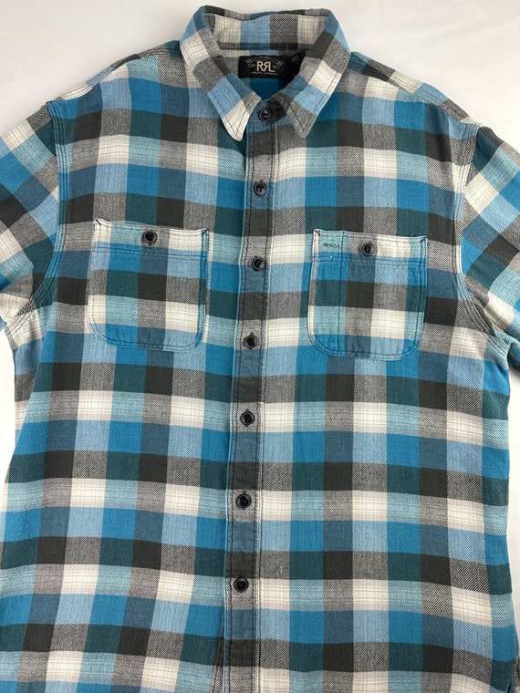 Plaid Flannel Shirt Vintage Ralph Lauren 90's Gru… - image 4