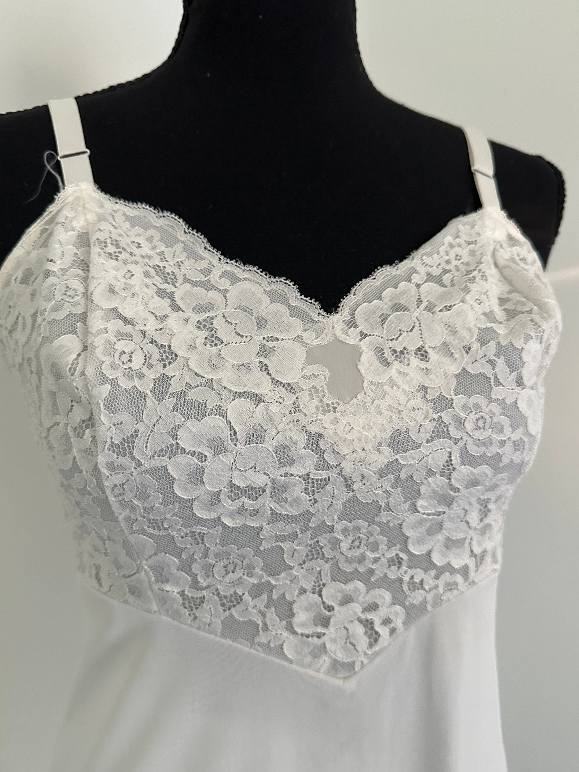 90's Crisp White Lace Bodice Dress Slip Vintage - Etsy