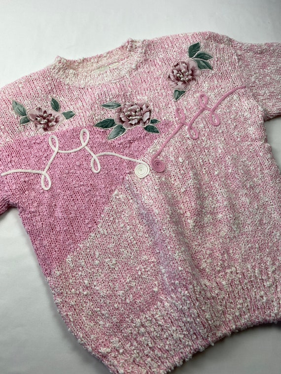 80's Oversized Sweater Floral Embellished Deadstoc