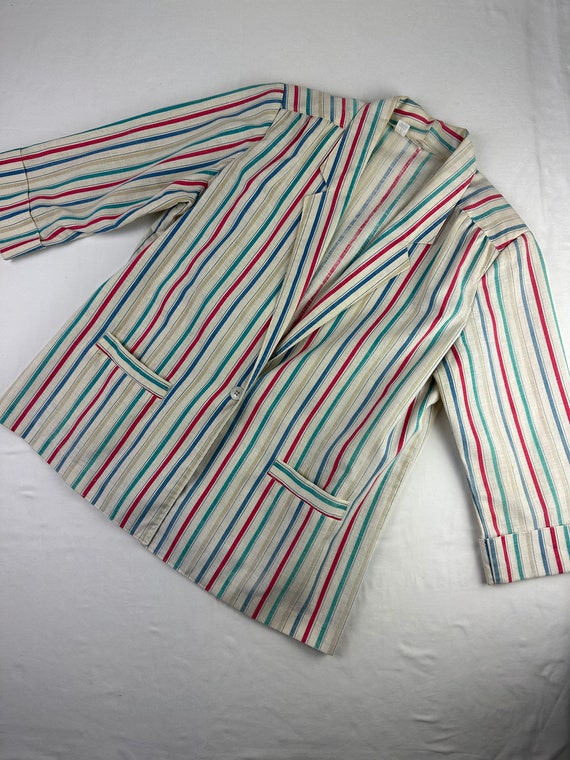 90's Oversized Pastel Striped Blazer Vintage Gem