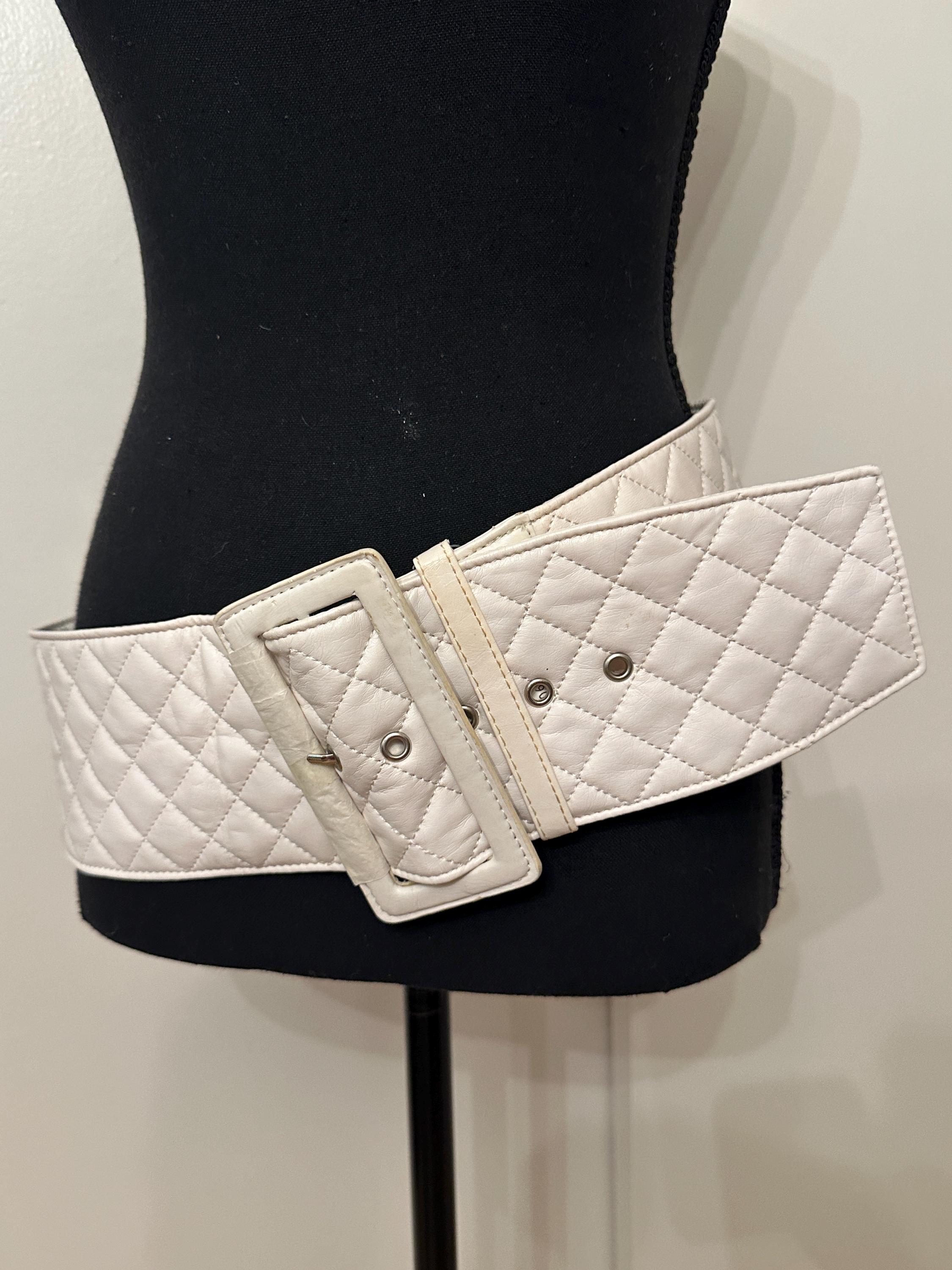 Wide White Vintage Belt - Etsy display picture 2