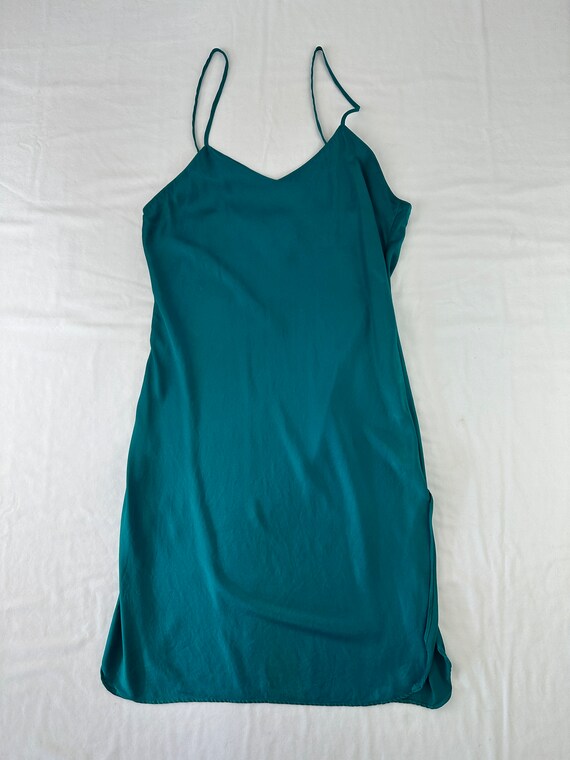 90's Emerald Green Silk Night Gown Vintage - image 2