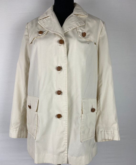 70's Raincoat Ivory Cream Vintage Trench Coat Jac… - image 3