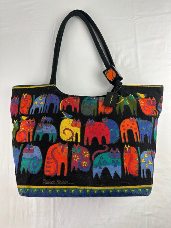 Colorful Cat Tote Bag Laurel Burch - image 1
