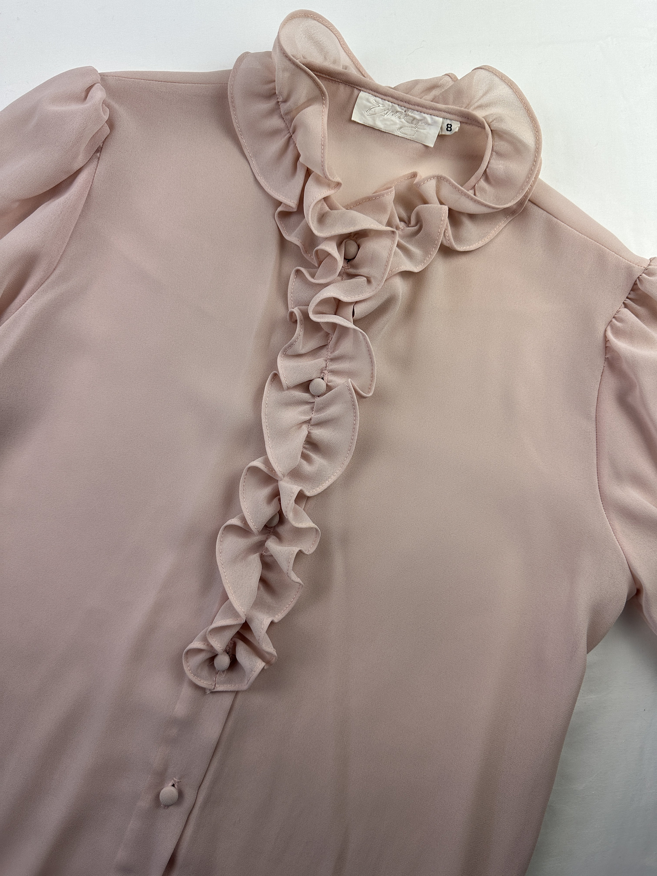 Dusty Pink Ruffle Chiffon Blouse 90's Vintage - Etsy