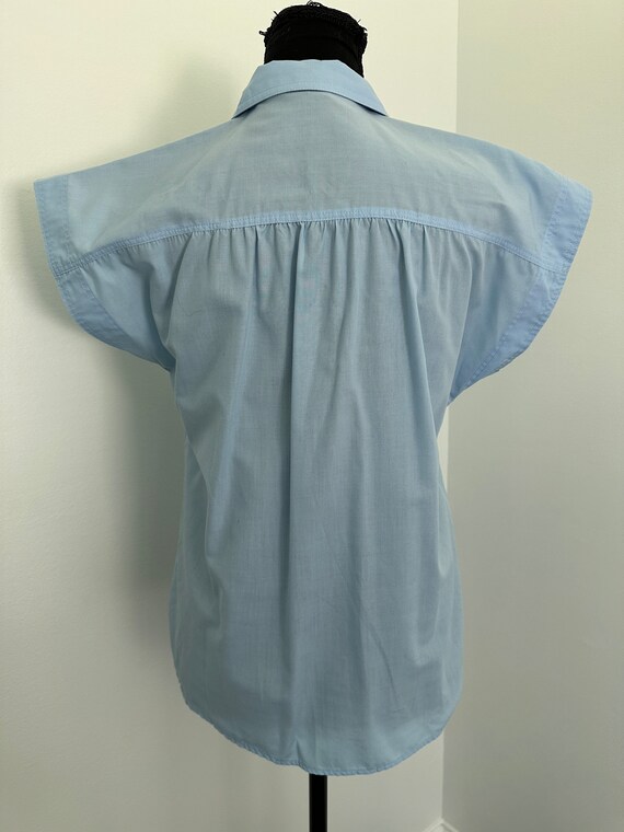 70's Utility Baby Blue Blouse Vintage - image 5