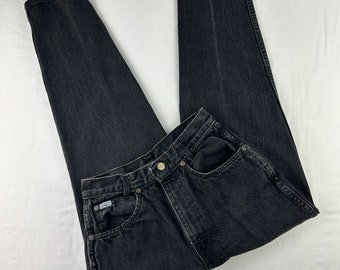 90&#39;s Faded Black High Waist Tapered Leg Chic Ankle Jeans Vintage Mom Jeans Made in USA