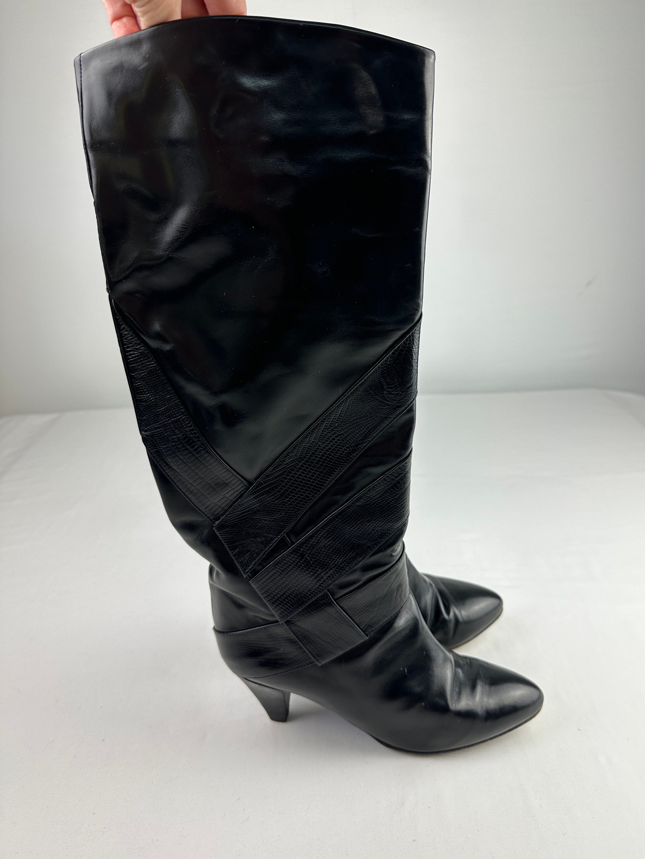 vintage black knee high boots