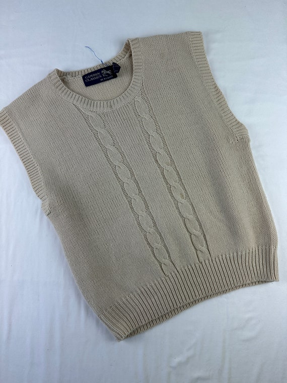 90's Ivory Cream Cable Knit Sleeveless Sweater Vin