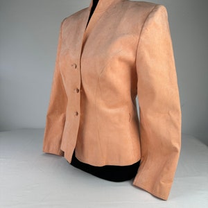 Jaren 90 perzik slim fit getailleerde blazer vintage ultra suède afbeelding 5